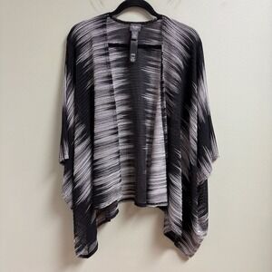 Chicos Travelers Womens Black White Textured Kimono Size L/XL Sheer Contemporary